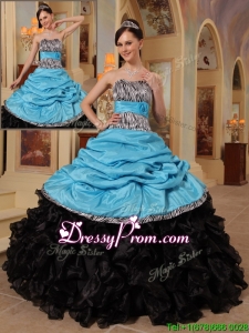 New Style Blue and Black Ball Gown Strapless Quinceanera Dresses