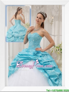 Winter Cheap Aqua Blue Ball Gown Sweetheart Quinceanera Dresses