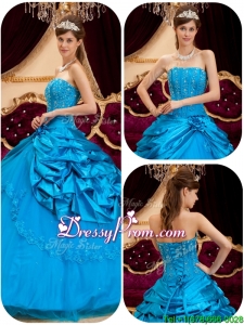 2016 Perfect Teal Quinceanera Gowns with Appliques and Beading