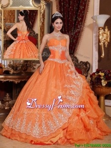 Fall Fabulous Orange Red Ball Gown Floor Length Quinceanera Dresses