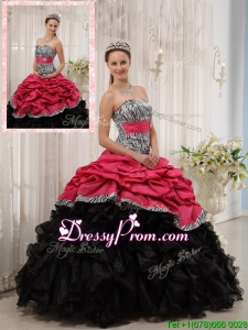 Winter Best Selling Ruffles Sweetheart Quinceanera Gowns in Red and Black