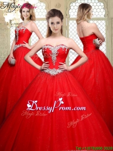 2016 Popular Sweetheart Beading Quinceanera Gowns with Brush Train