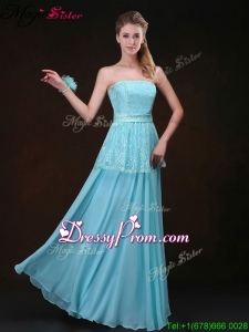 Affordable Strapless Floor Length 2016 Prom Dresses in Aqua Blue