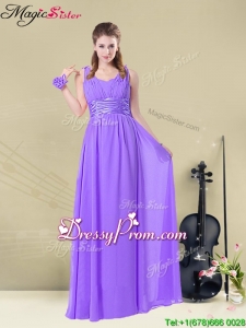 Best Empire Straps Fashionable Prom Dresses with Ruching and Belt