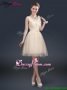 Lovely Scoop Fashionable Prom Dresses with Appliques and Belt