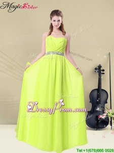 Spring Hot Sale Empire Sweetheart Belt 2016 Prom Dresses in Yellow Green