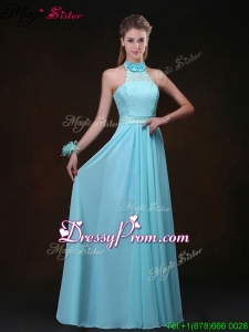 Hot Sale Empire Halter Top Fashionable Prom Dresses with Lace