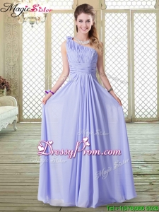 Lovely Empire One Shoulder High End Prom Dresses in Lavender