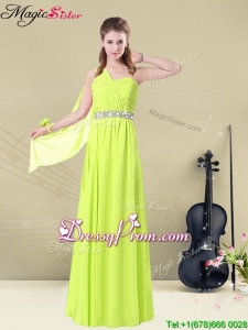 Lovely One Shoulder Belt High End Prom Dresses in Yellow Green