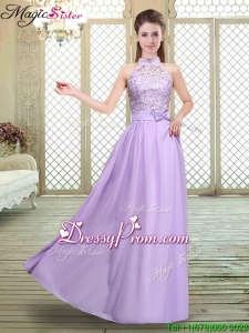 Sweet High Neck Lace Lavender High End Prom Dresses