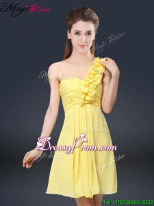 Sweet Short One Shoulder Ruching Fashionable Prom Dresses