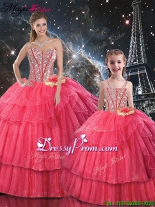 Fashionable Ball Gown Coral Red Princesita With Quinceanera Dresses with Beading for Fall