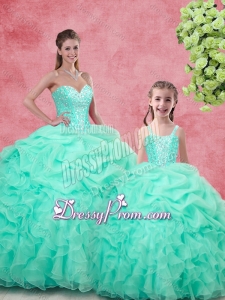 Gorgeous Ball Gown Beading Macthing Sister Dresses in Apple Green for 2016