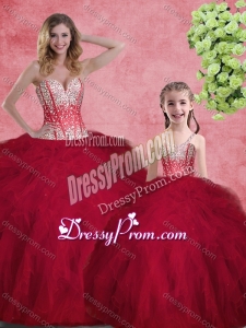 Hot Sale Wine Red Princesita With Quinceanera Dresses with Beading and Ruffles