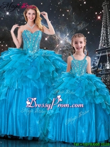 New Arrivals Sweetheart Princesita With Quinceanera Dresses with Beading in Teal