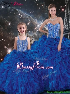 Wonderful Ball Gown Princesita With Quinceanera Dresses with Beading and Ruffles in Blue for Fall