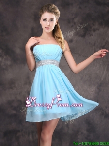 Cute Sequined Decorated Waist Short Dama Dress with Strapless