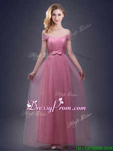 Fashionable Off the Shoulder Tulle Dama Dress with Bowknot