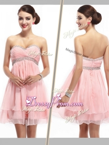 2016 Lovely Sweetheart Short Prom Dress with Beading and Ruching