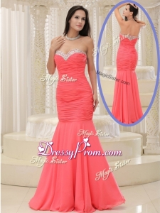 2016 New Style Mermaid Sweetheart Coral Red Prom Dress