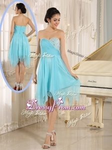 Cheap Asymmetrical Sweetheart Beading Short Beautiful Prom Dresses