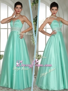 Elegant A Line Sweetheart Beading Beautiful Prom Dresses in Apple Green