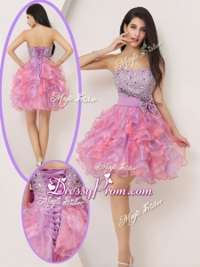 Lovely Short Sweetheart Beading and Bowknot Beautiful Prom Gowns