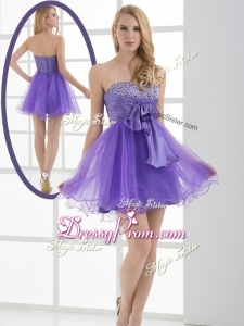 Beautiful Sweetheart Eggplant Purple Short Clearance Prom Dresses with Beading