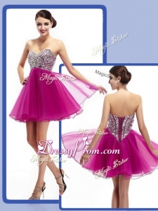 Perfect Sweetheart Fuchsia Short Beautiful Prom Dresses with Beading