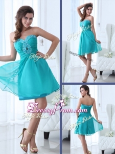 Pretty Short Sweetheart Beading Clearance Prom Dress in Turquoise