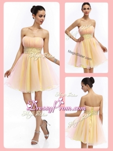 Lovely Short Strapless Lace Up High End Prom Dresses with Beading and Ruching