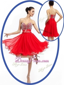 Perfect Sweetheart Red Short High End Prom Dresses with Beading