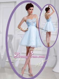 Discount Short Sweetheart Beading Sexy Prom Dress in Light Blue