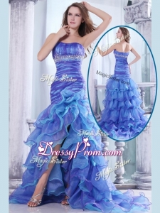 Hot Sale Column Sweetheart High Low Beading and Ruffled Layers Simple Prom Dresses