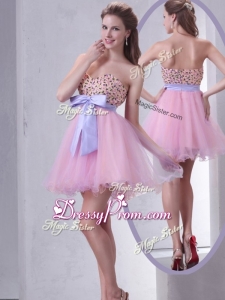 Lovely Sweetheart Beading Pink Short Sexy Prom Dress for Cocktail