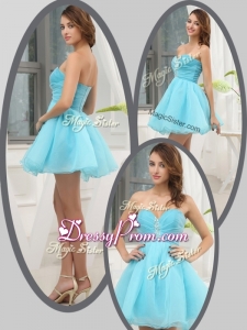 Lovely Sweetheart Beading Short Sexy Prom Dress in Aqua Blue for Homecoming