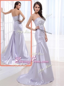 Luxurious Column Sweetheart Simple Prom Dresses with Beading and Ruching