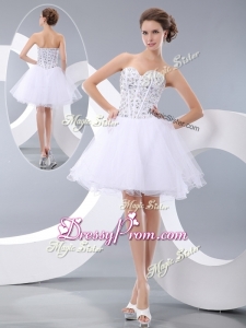 2016 Fashionable White Short Best Prom Dresses with Beading for Cocktail