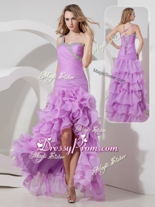 2016 Perfect Column High Low Best Prom Dress with Ruffled Layers