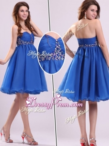 Classical Short Sweetheart Beading Best Prom Dress in Blue