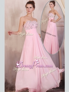 Gorgeous Empire Sweetheart Beading Baby Pink Best Prom Dress