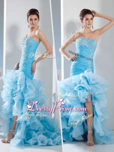 Gorgeous Mermaid Sweetheart Ruffled Layers Best Prom Dress in Aqua Blue