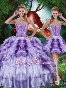 Luxurious Ball Gown Beading and Ruffles Detachable Quinceanera Dresses for 2016