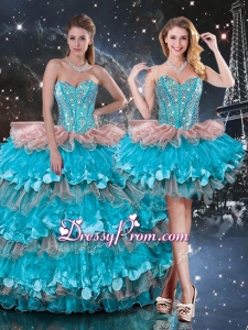 2016 Luxurious Detachable Sweetheart Ruffled Layers Quinceanera Dresses