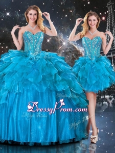 New Arrivals Detachable Sweetheart Sweet 16 Dresses with Beading in Blue