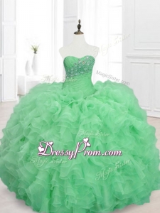 2016 Beading and Ruffles Sweetheart Custom MadeQuinceanera Dresses in Green