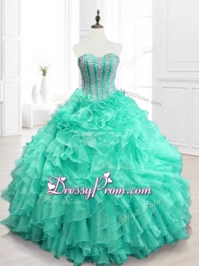 2016 Custom Made Beading and Ruffles Sweet 16 Dresses in Apple Green