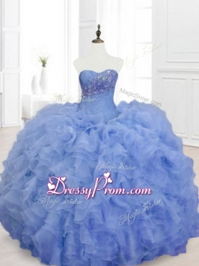 2016 Custom Made Blue Sweet 16 Dresses with Beading and Ruffles