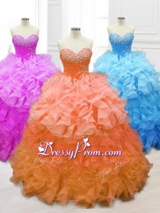 2016 Sweethear tIn Stock Quinceanera Gowns with Beading and Ruffles
