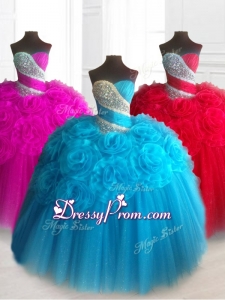 2016 Sweetheart In Stock Quinceanera Dresses with Beading and Hand Made Flowers